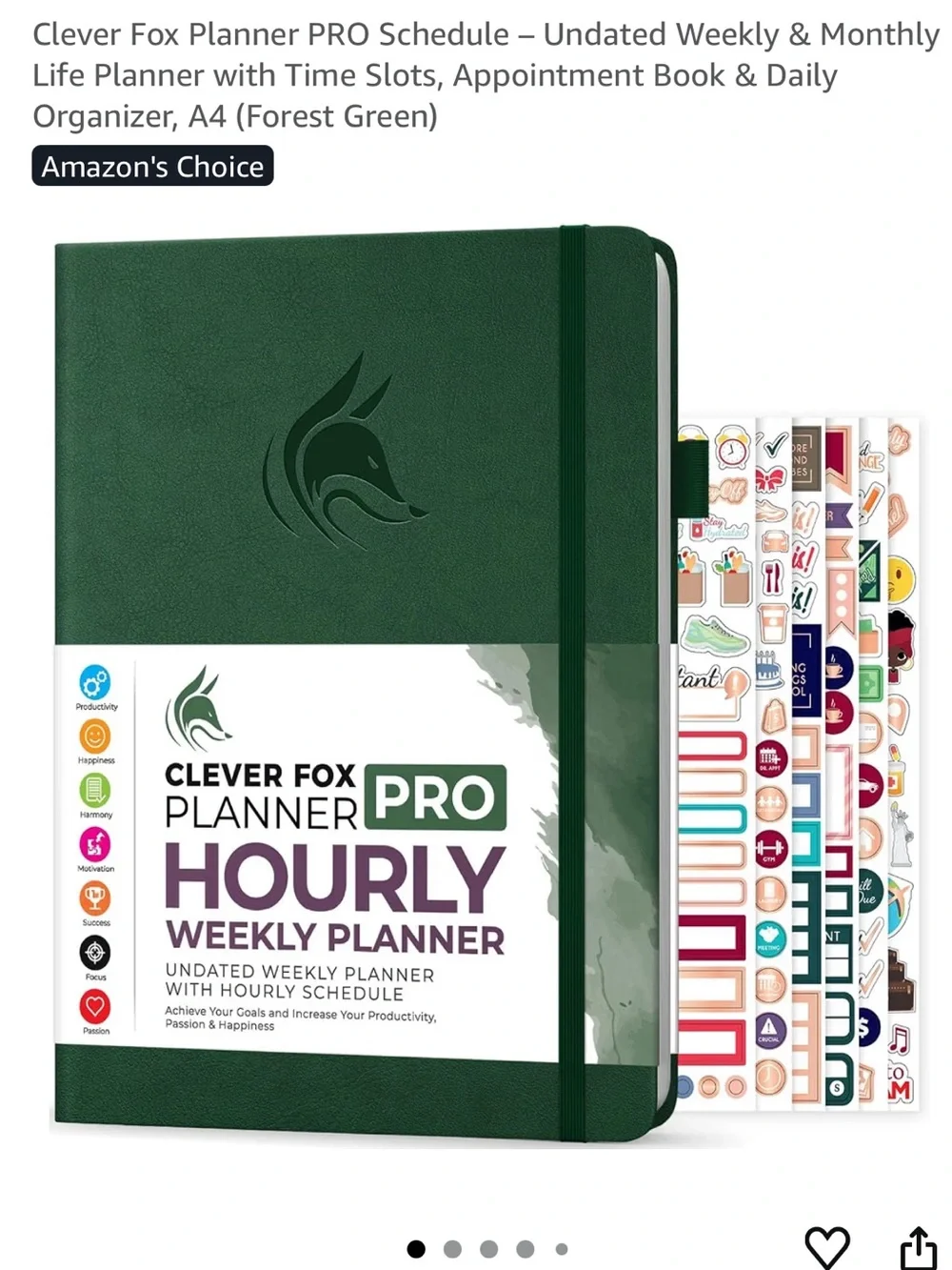 Clever Fox Pro Dated Hourly Weekly Planner - Dark Green $35